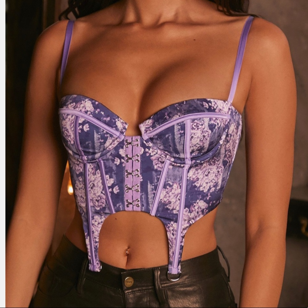 Purple flowered corset top
